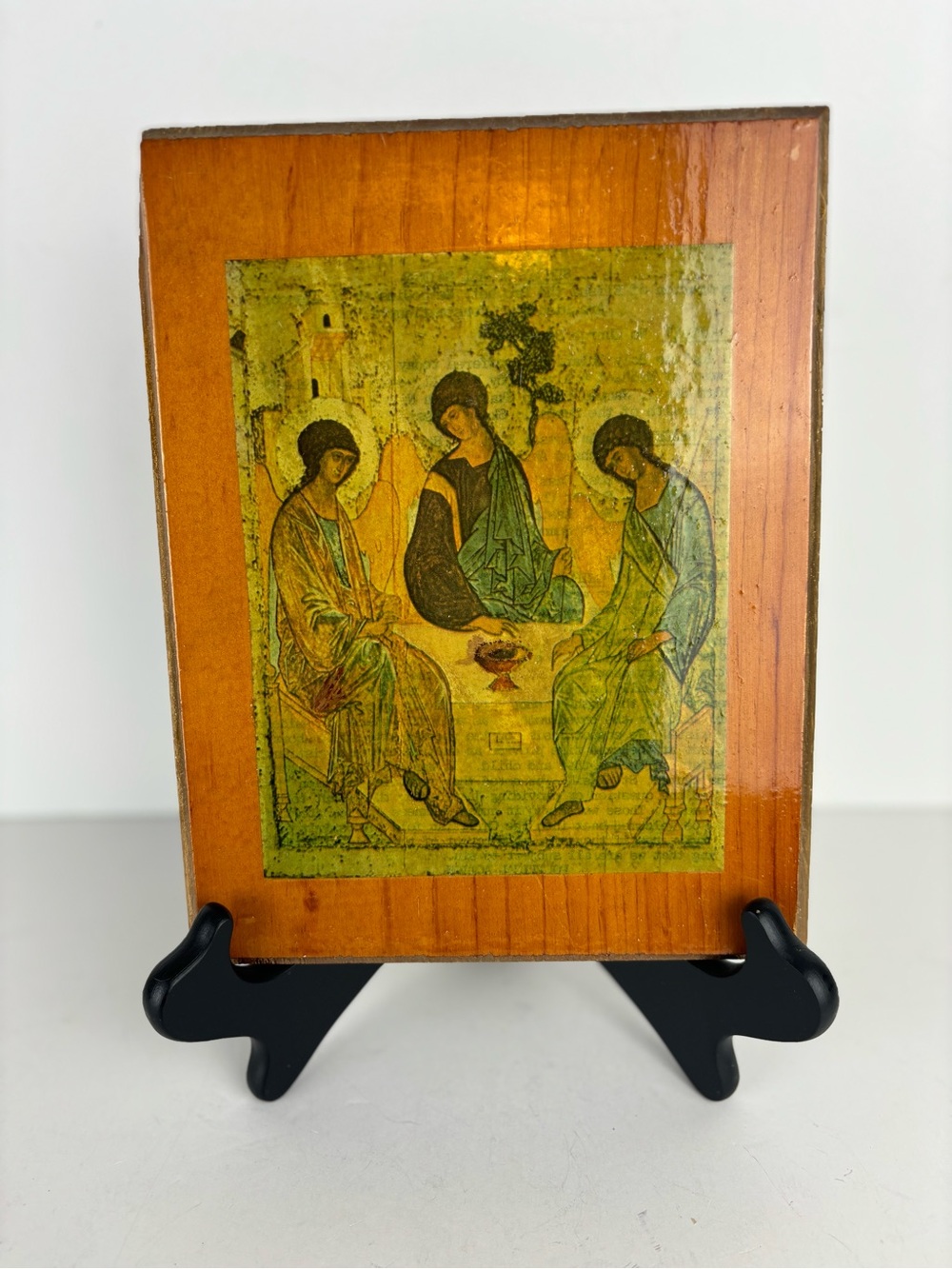 Icon of the Holy Trinity-Handcrafted Wood Plaque -Orthodox Religious